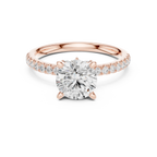 2.41 CT Round Cut Moissanite Petal Prong Pave Set 14K White Gold Engagement Ring