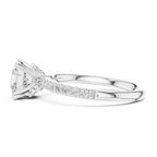 2.41 CT Round Cut Moissanite Petal Prong Pave Set 14K White Gold Engagement Ring