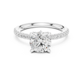 2.41 CT Round Cut Moissanite Petal Prong Pave Set 14K White Gold Engagement Ring