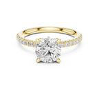 2.41 CT Round Cut Moissanite Petal Prong Pave Set 14K White Gold Engagement Ring