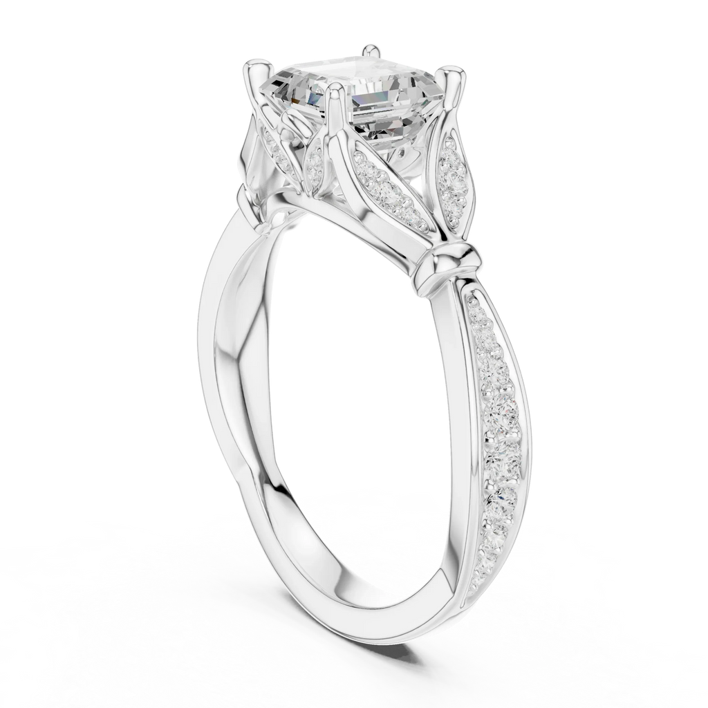 1.81 CT VVS1 D Color Asscher Cut Diamond White Gold Engagement Ring