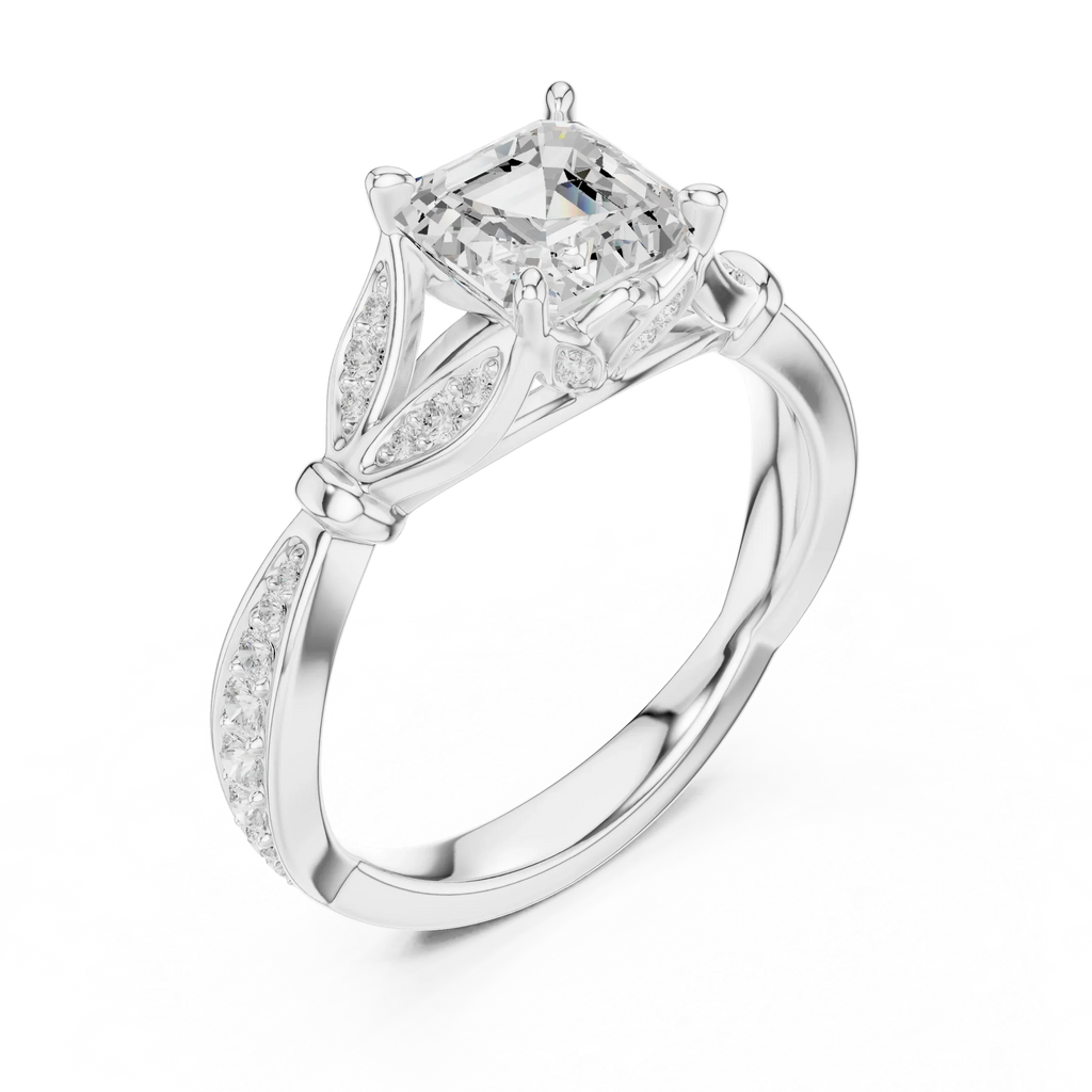 1.81 CT VVS1 D Color Asscher Cut Diamond White Gold Engagement Ring
