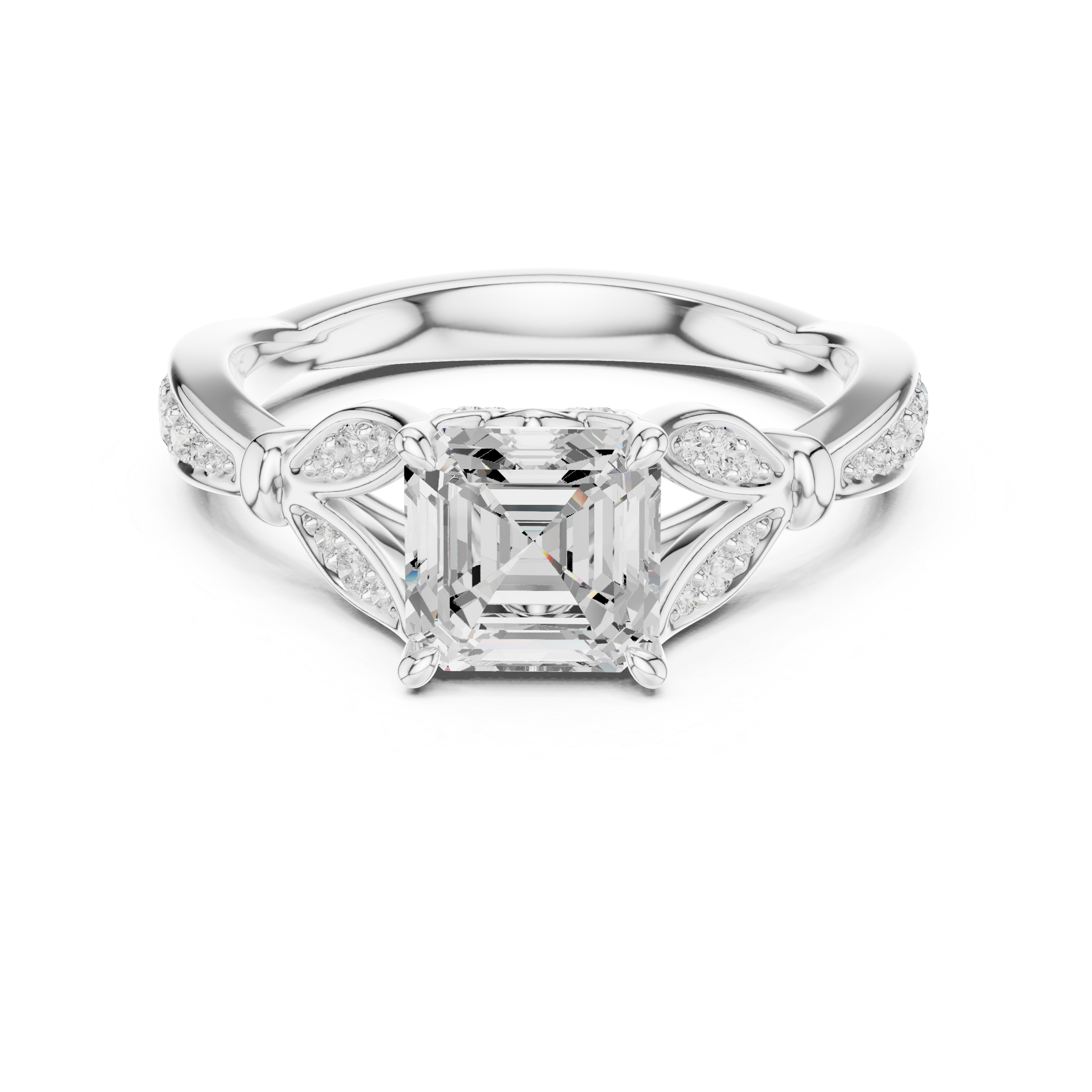 1.81 CT VVS1 D Color Asscher Cut Diamond White Gold Engagement Ring