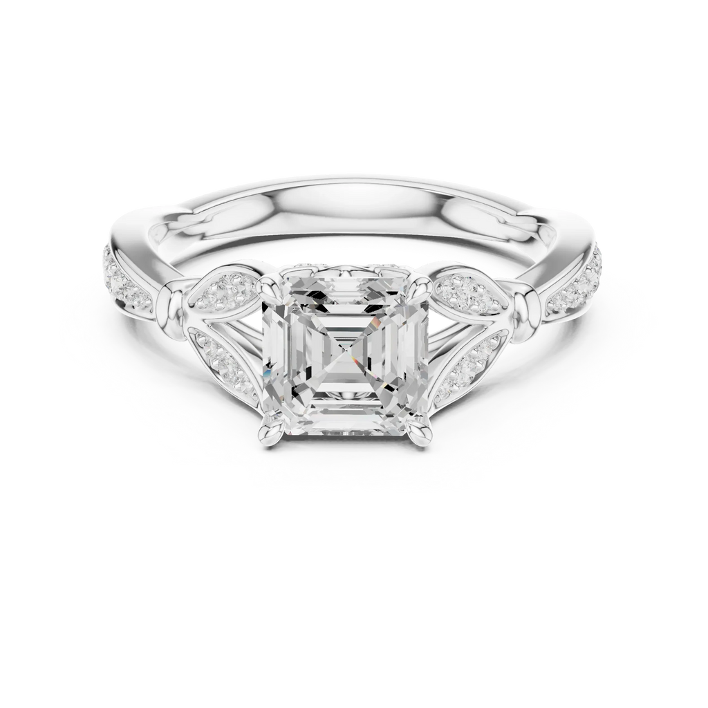 1.81 CT VVS1 D Color Asscher Cut Diamond White Gold Engagement Ring