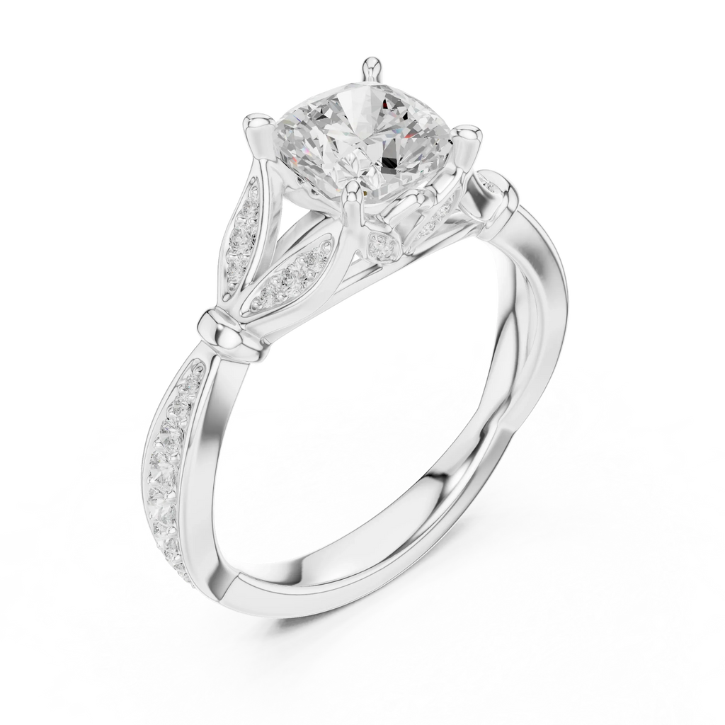 1.81 CT VVS1 D Color Cushion Cut Diamond White Gold Engagement Ring