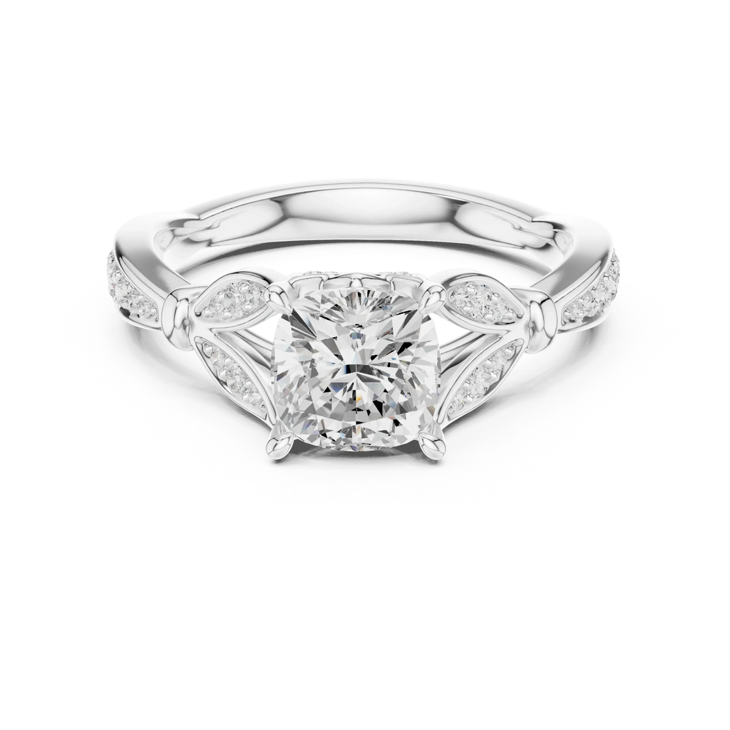 1.81 CT VVS1 D Color Cushion Cut Diamond White Gold Engagement Ring