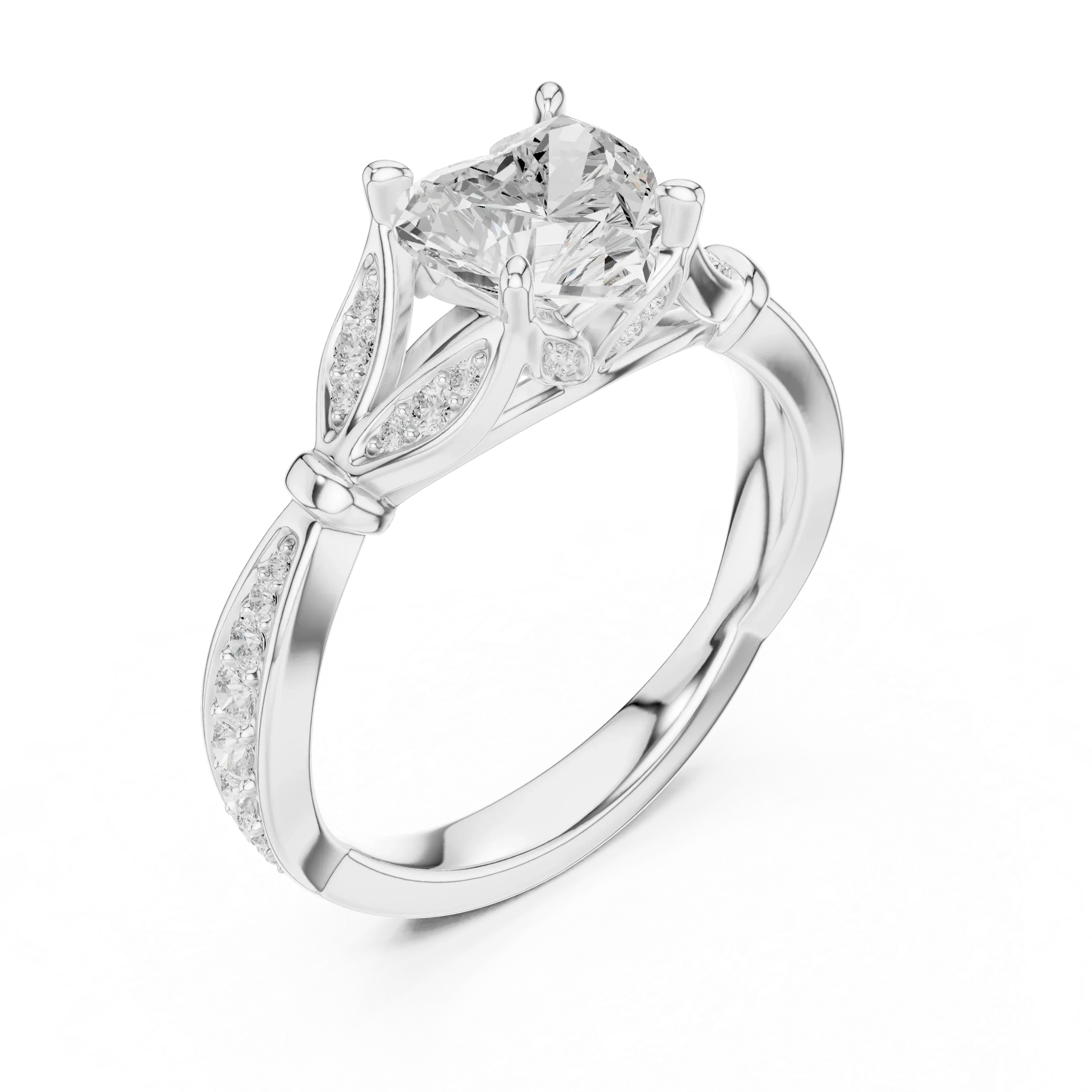 1.81 CT VVS1 D Color Heart Cut Diamond White Gold Engagement Ring