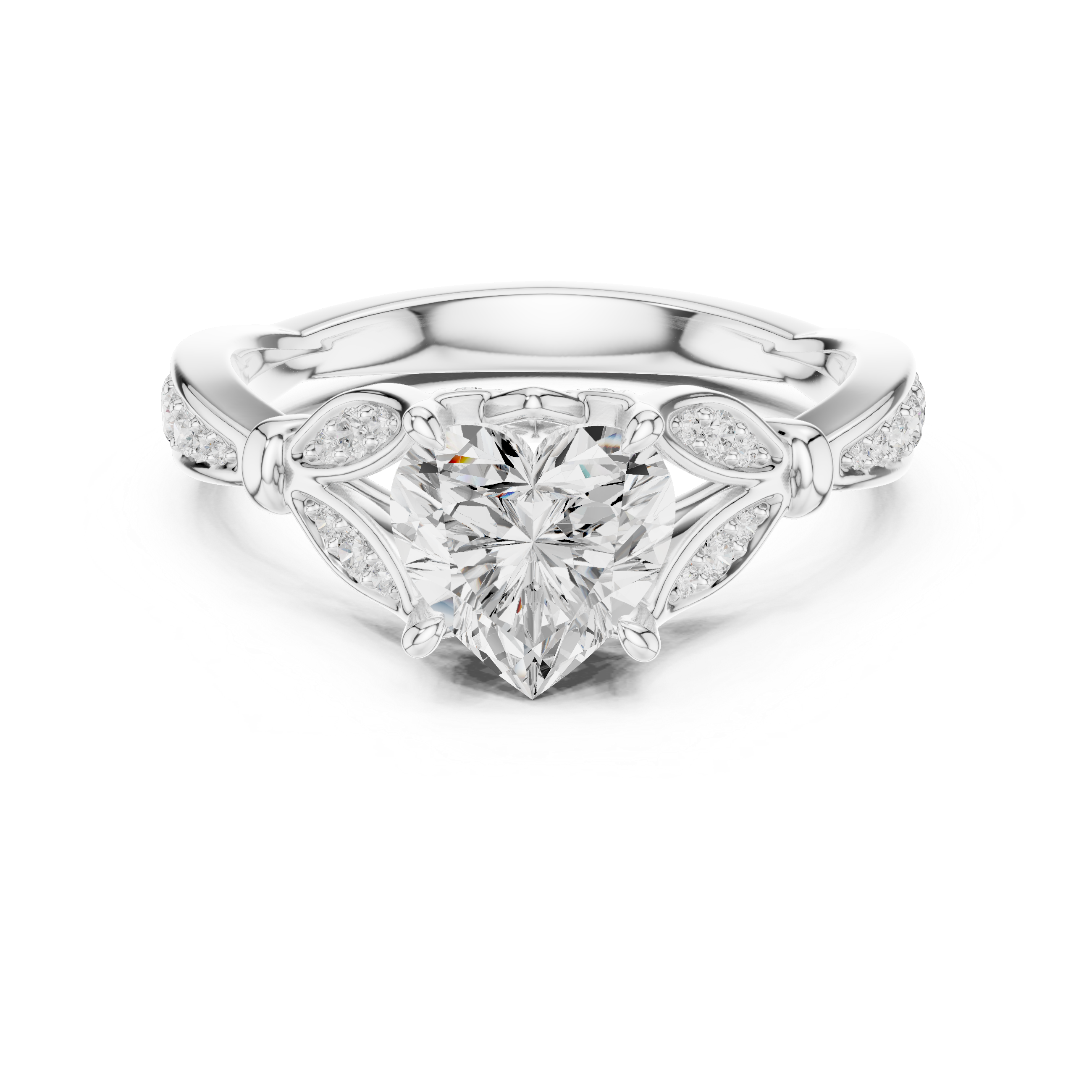 1.81 CT VVS1 D Color Heart Cut Diamond White Gold Engagement Ring