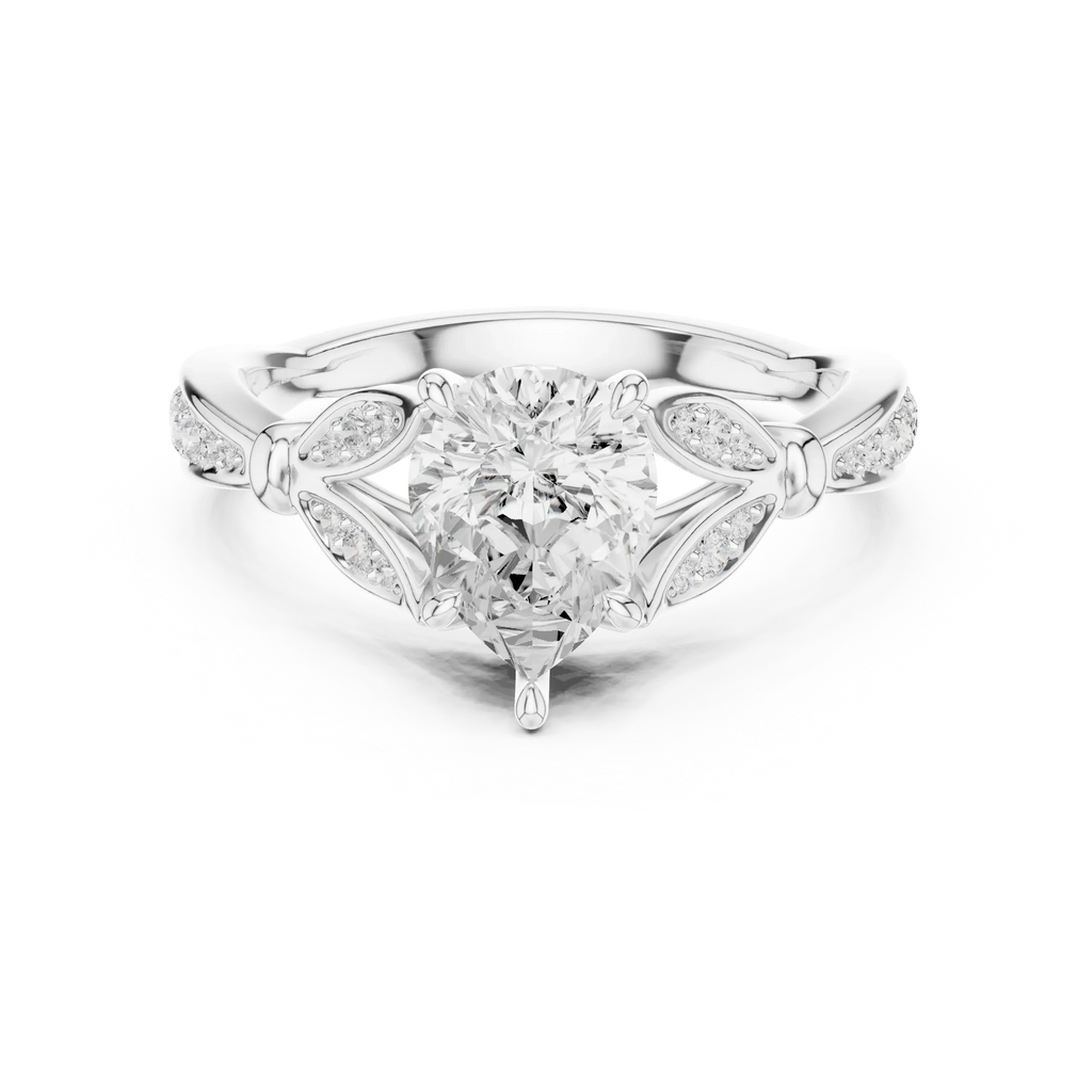 1.81 CT VVS1 D Color Pear Cut Diamond White Gold Engagement Ring