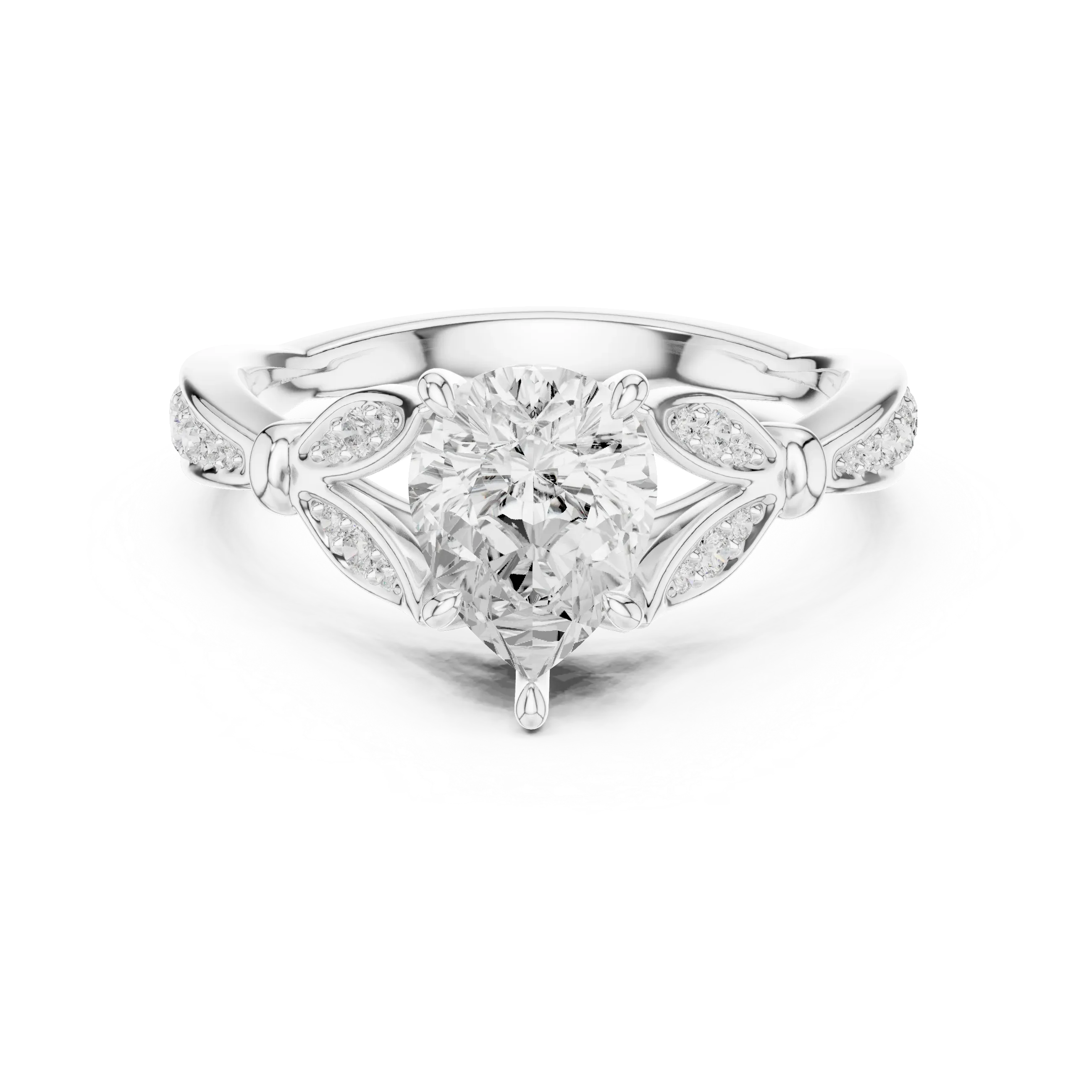 1.81 CT VVS1 D Color Pear Cut Diamond White Gold Engagement Ring