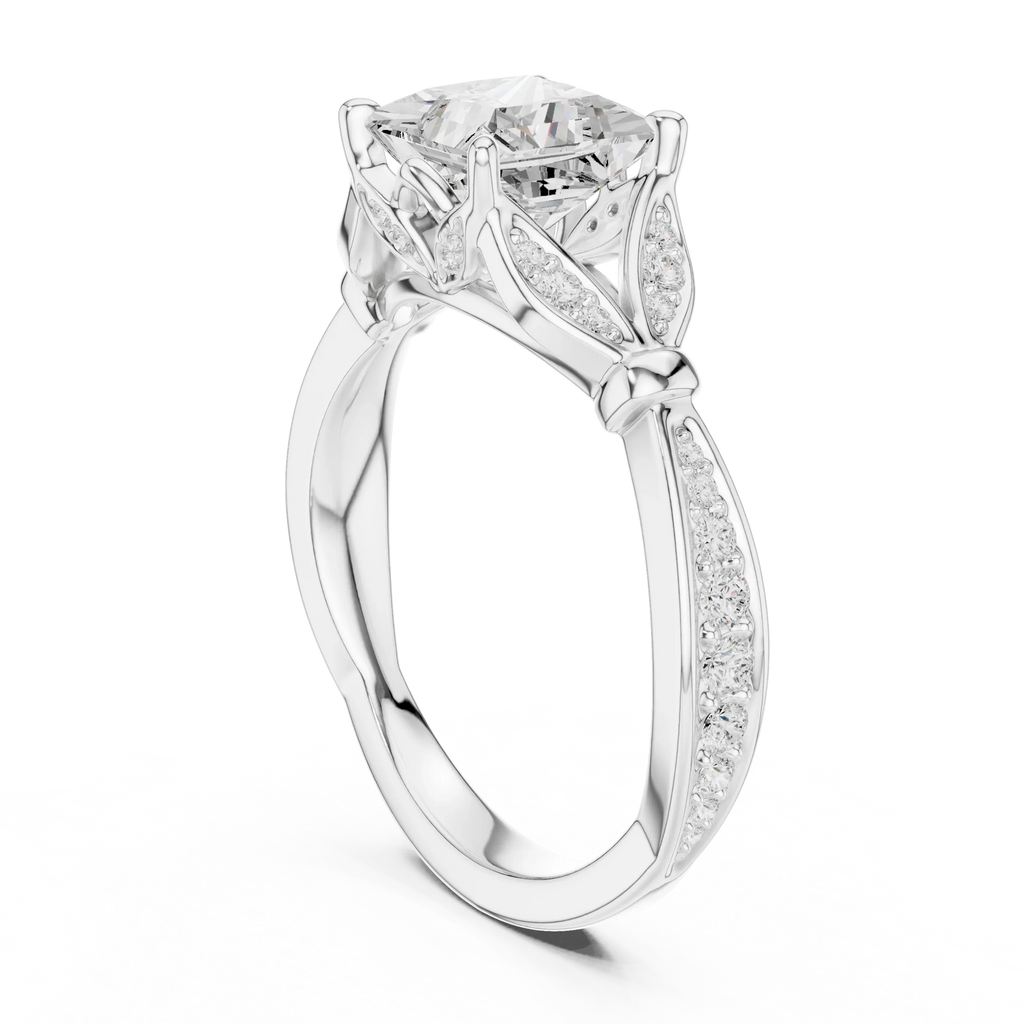 1.81 CT VVS1 D Color Princess Cut Diamond White Gold Engagement Ring