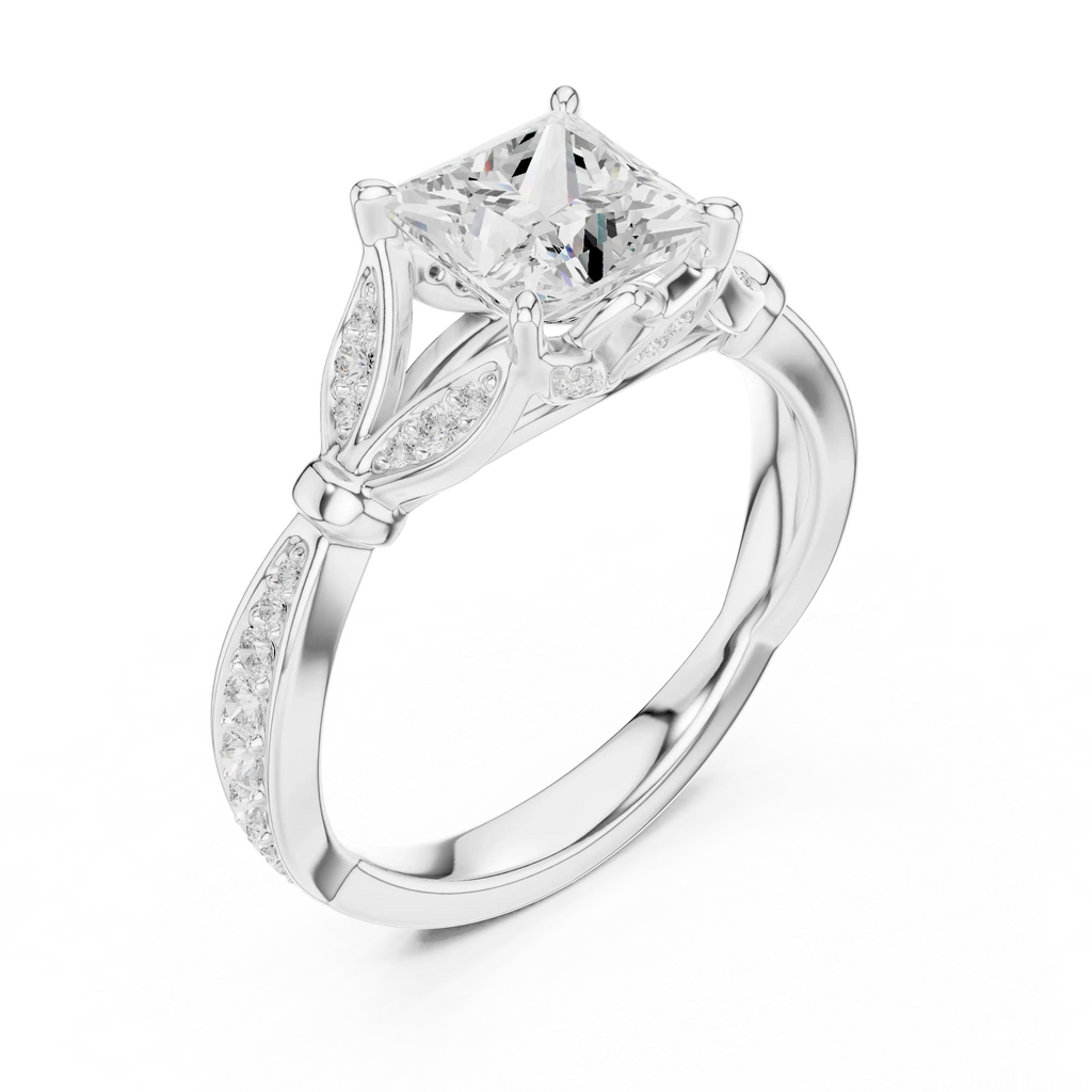 1.81 CT VVS1 D Color Princess Cut Diamond White Gold Engagement Ring