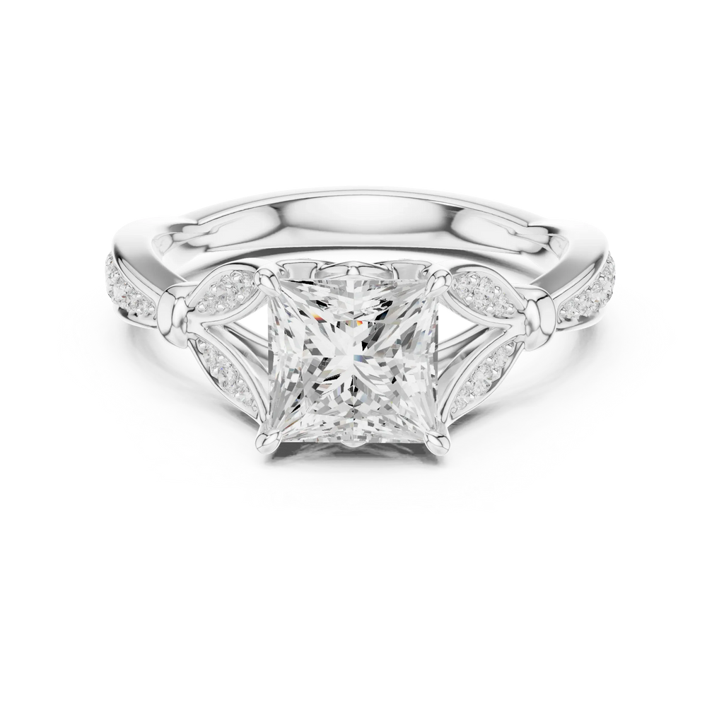 1.81 CT VVS1 D Color Princess Cut Diamond White Gold Engagement Ring