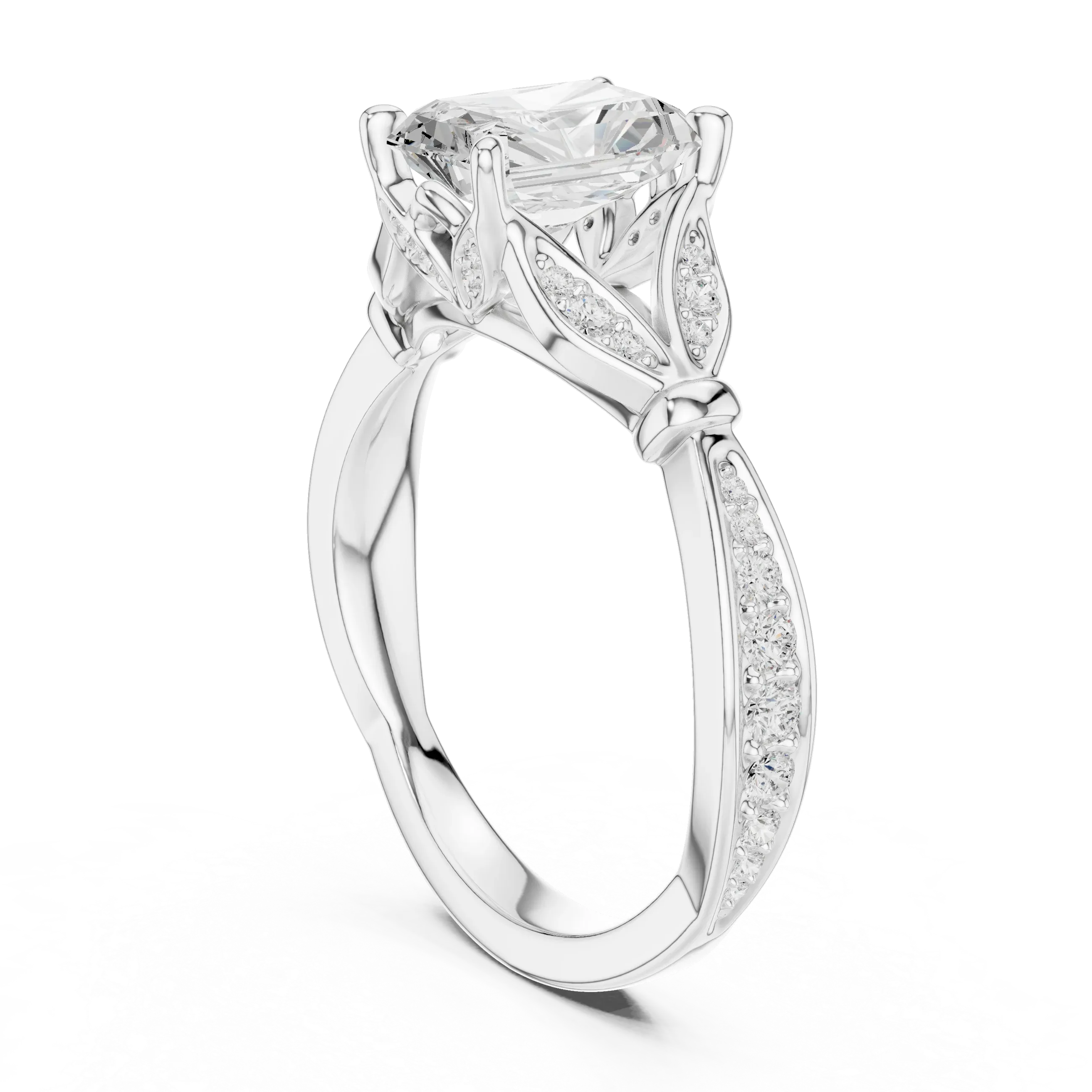 1.81 CT VVS1 D Color Radiant Cut Diamond White Gold Engagement Ring