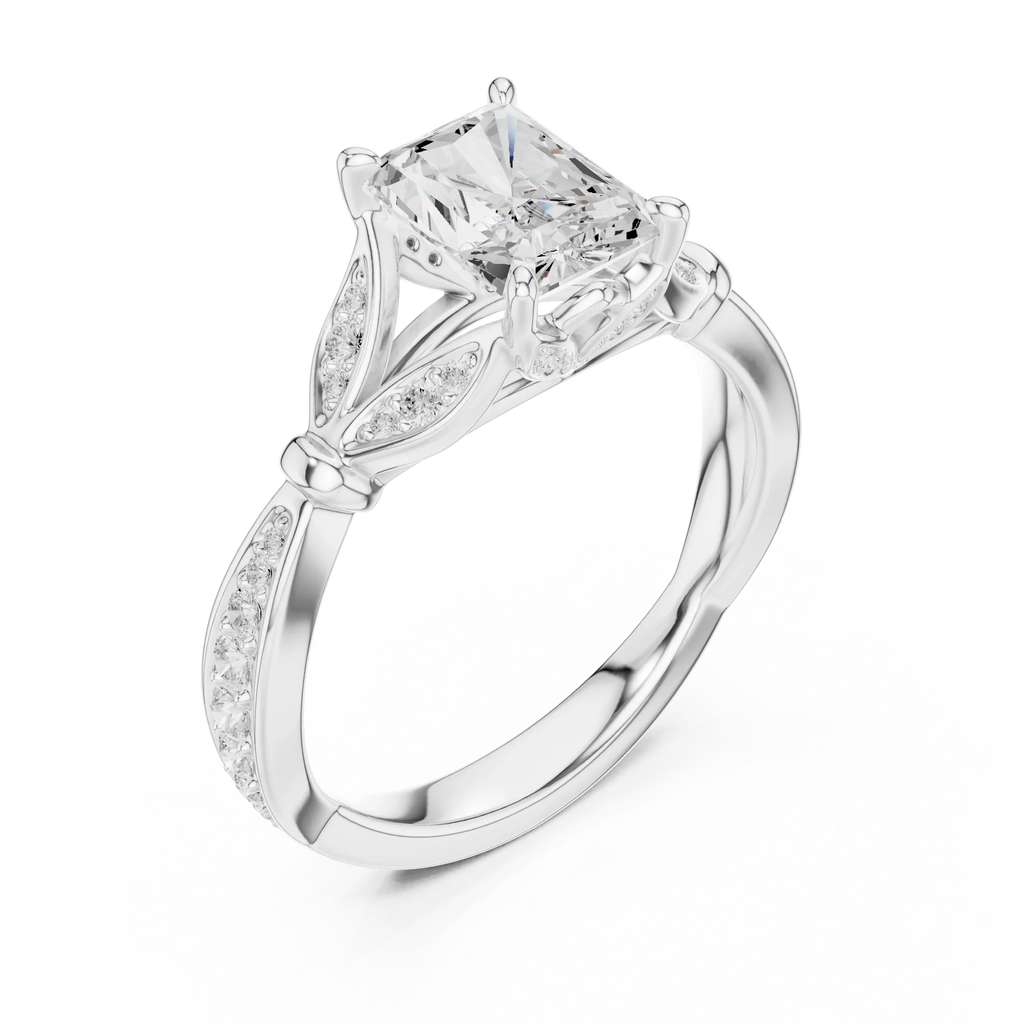 1.81 CT VVS1 D Color Radiant Cut Diamond White Gold Engagement Ring