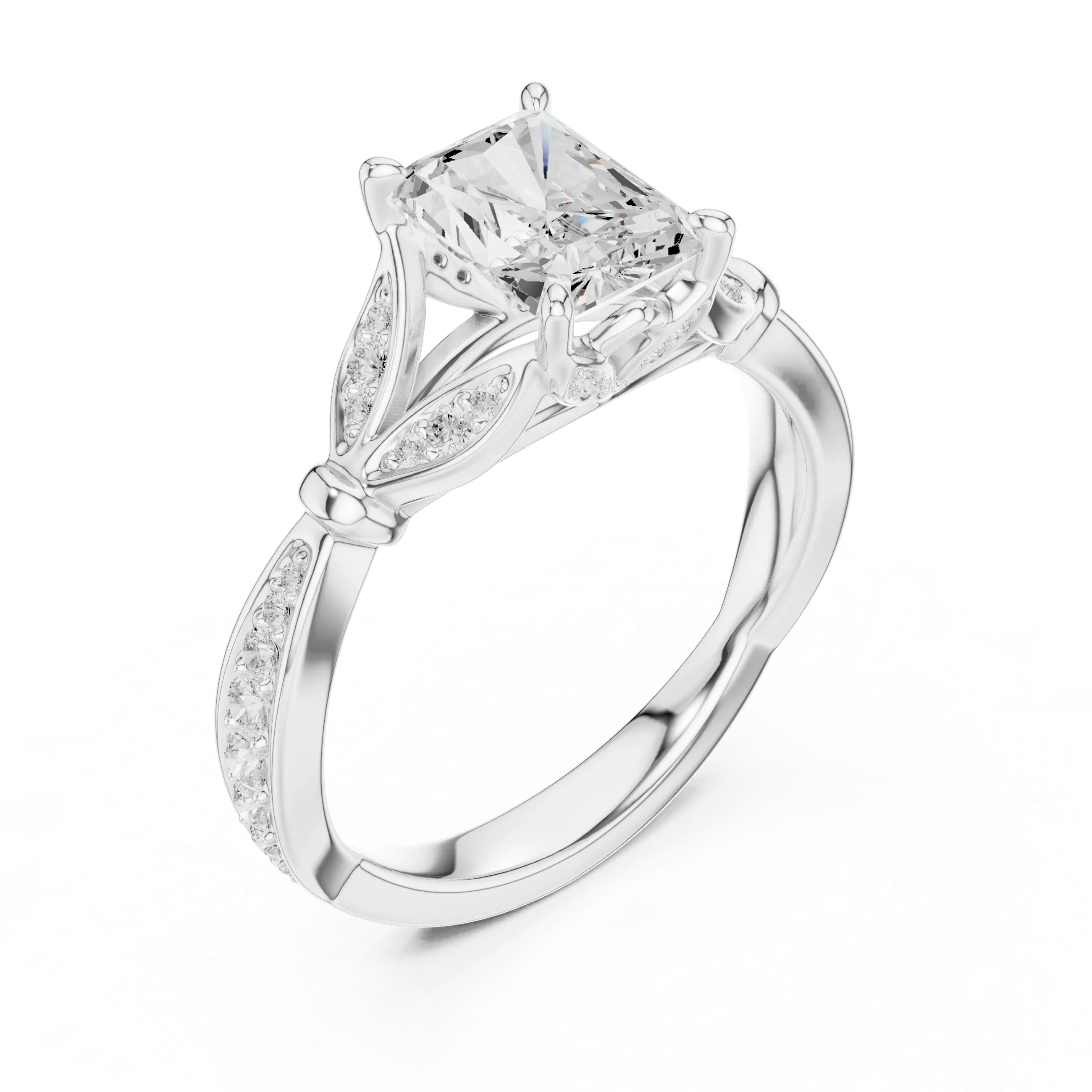 1.81 CT VVS1 D Color Radiant Cut Diamond White Gold Engagement Ring