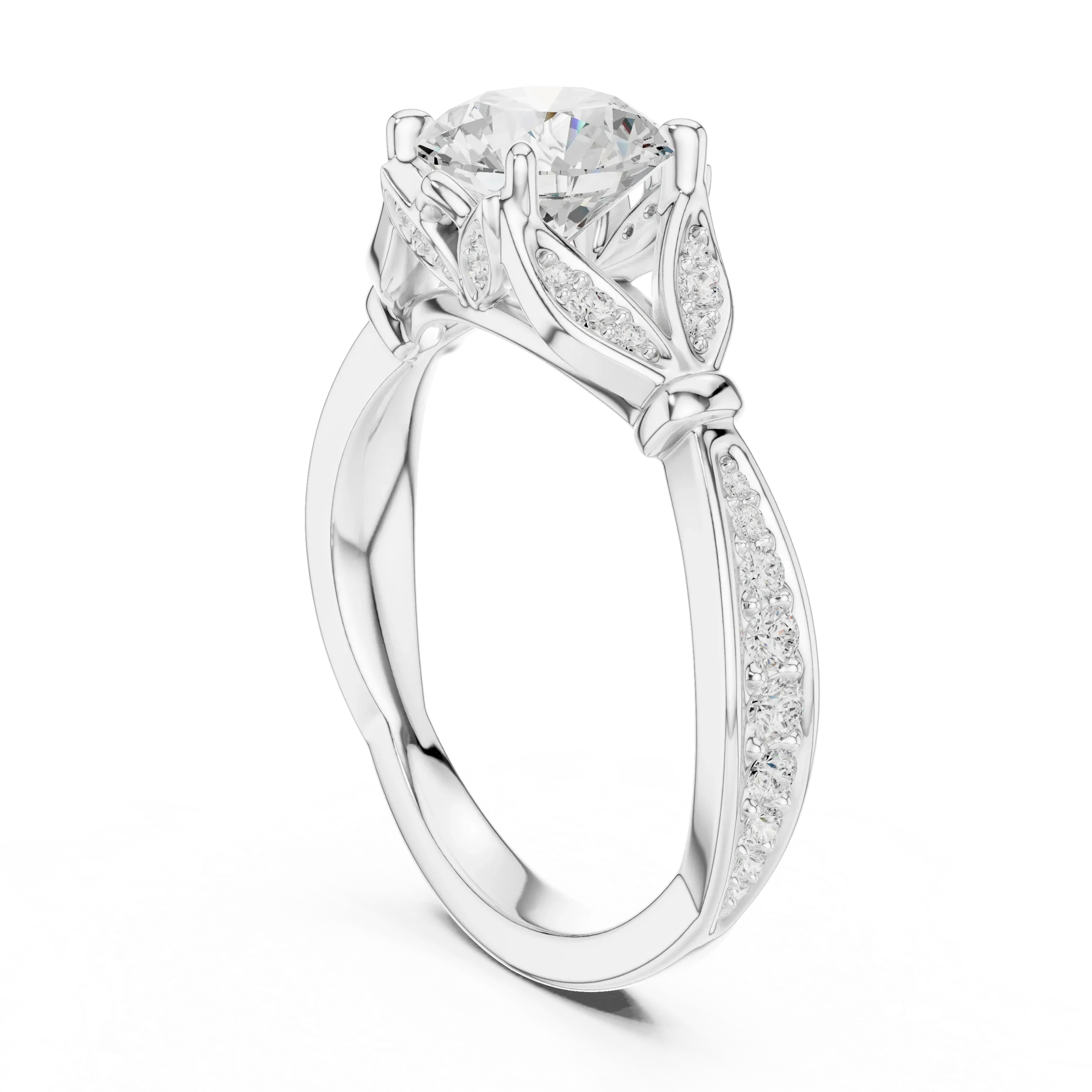 1.81 CT VVS1 D Color Round Cut Diamond White Gold Engagement Ring