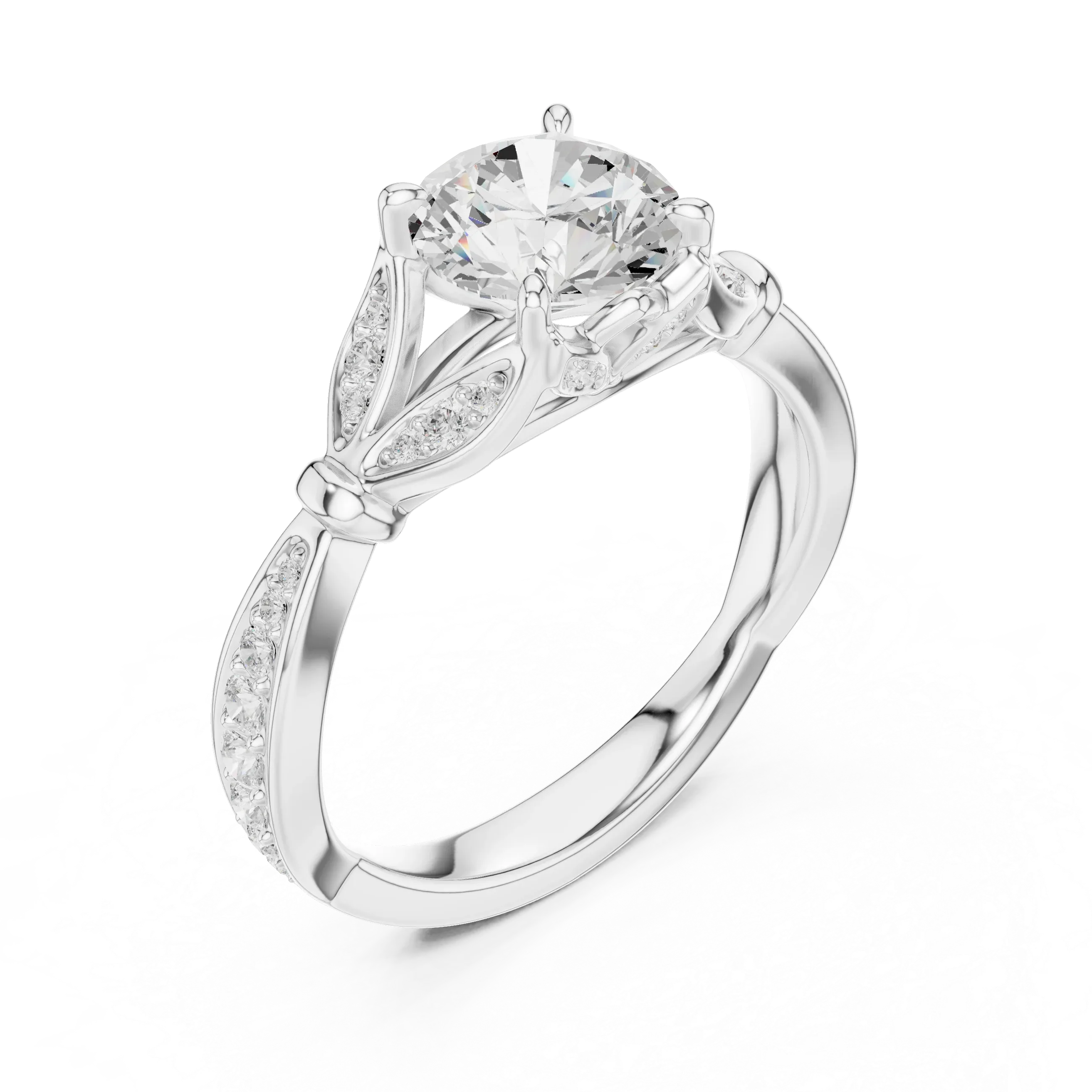 1.81 CT VVS1 D Color Round Cut Diamond White Gold Engagement Ring