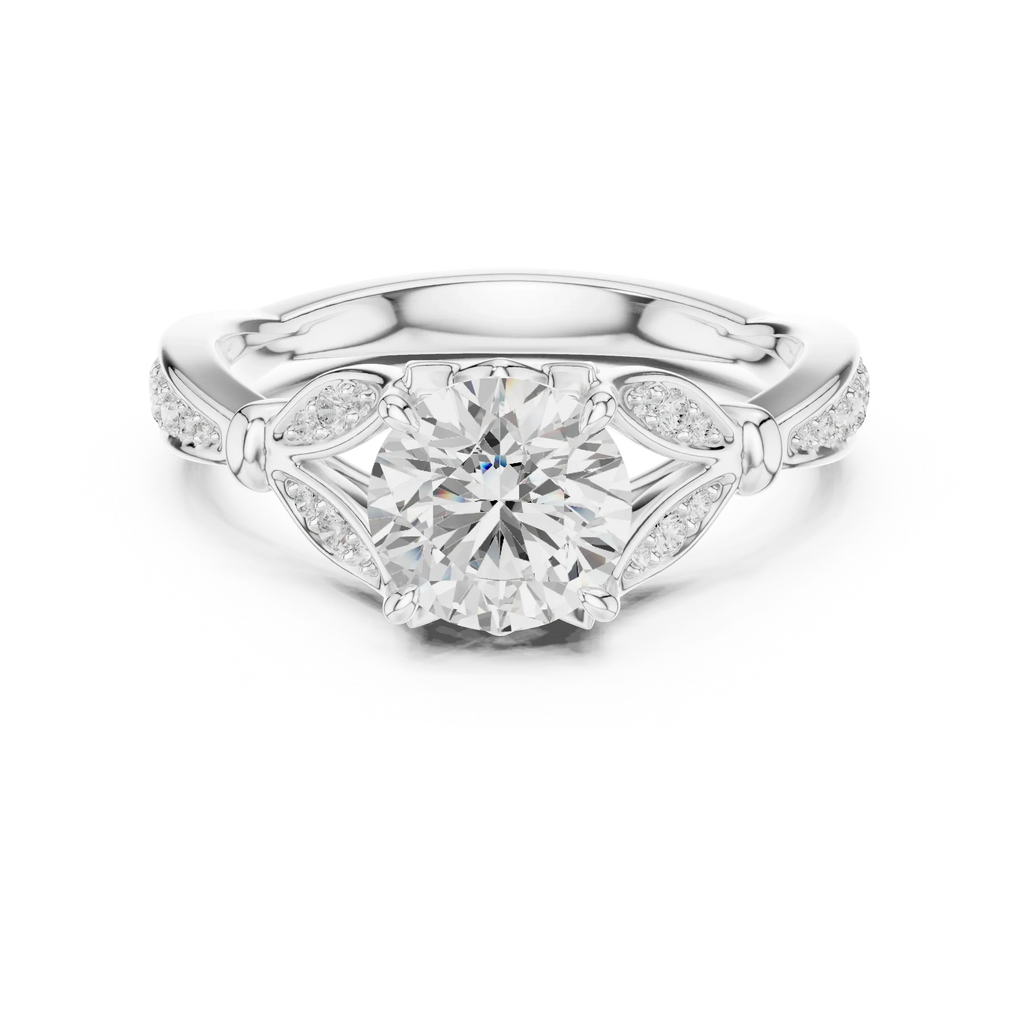 1.81 CT VVS1 D Color Round Cut Diamond White Gold Engagement Ring