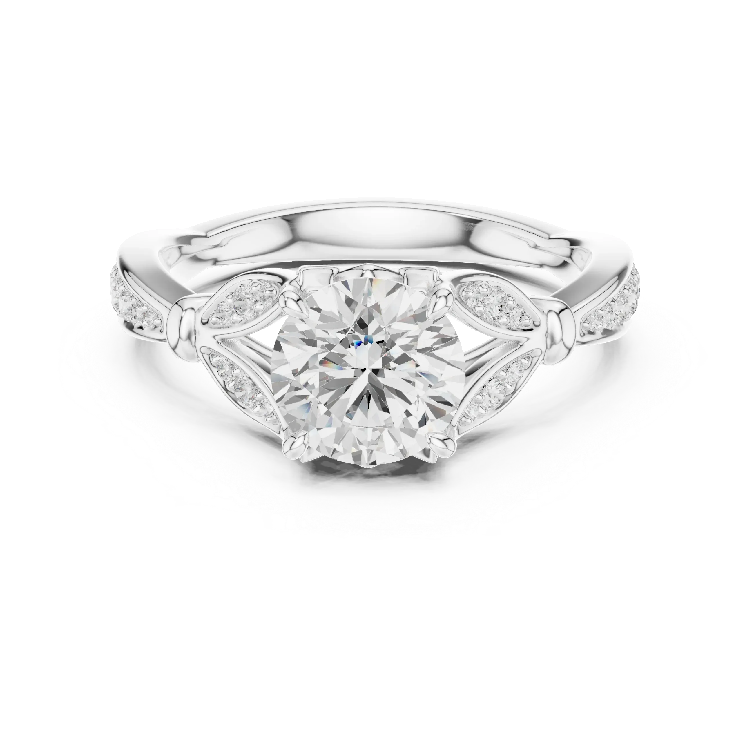 1.81 CT VVS1 D Color Round Cut Diamond White Gold Engagement Ring