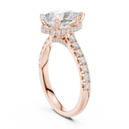 3.67 CTW Pear Moissanite Cathedral Engagement Diamond Ring with Slim Micropavé Band in 18K White Gold