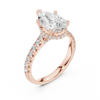 3.67 CTW Pear Moissanite Cathedral Engagement Diamond Ring with Slim Micropavé Band in 18K White Gold