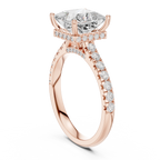 3.67 CTW Princess Moissanite Cathedral Engagement Diamond Ring with Slim Micropavé Band in 18K White Gold