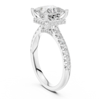 3.67 CTW Princess Moissanite Cathedral Engagement Diamond Ring with Slim Micropavé Band in 18K White Gold