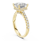 3.67 CTW Princess Moissanite Cathedral Engagement Diamond Ring with Slim Micropavé Band in 18K White Gold