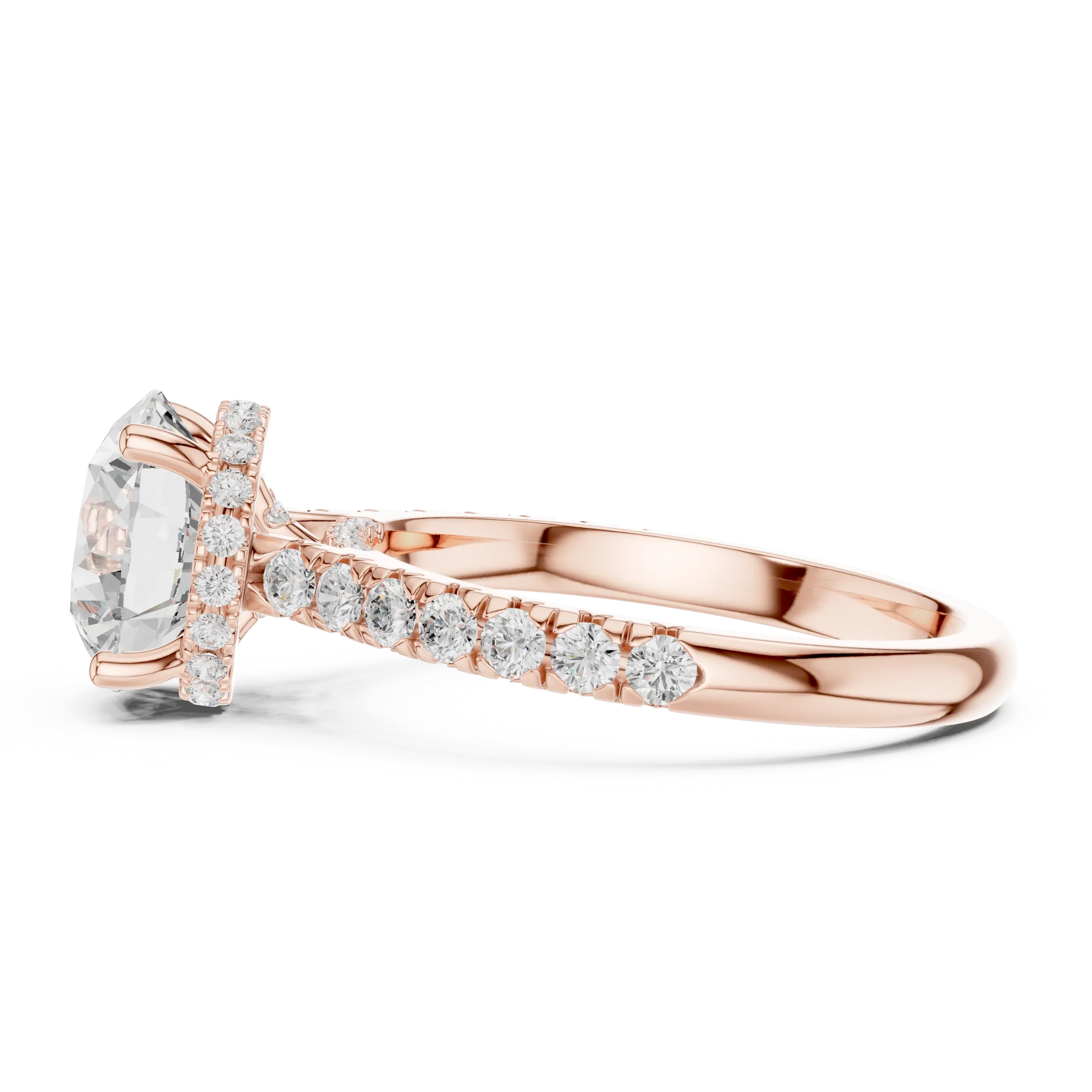 3.67 CTW Round Moissanite Cathedral Engagement Diamond Ring with Slim Micropavé Band in 18K White Gold