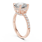 10K White Gold 4.58 CTW Cushion Moissanite Double Hidden Halo Cathedral Engagement Diamond Ring