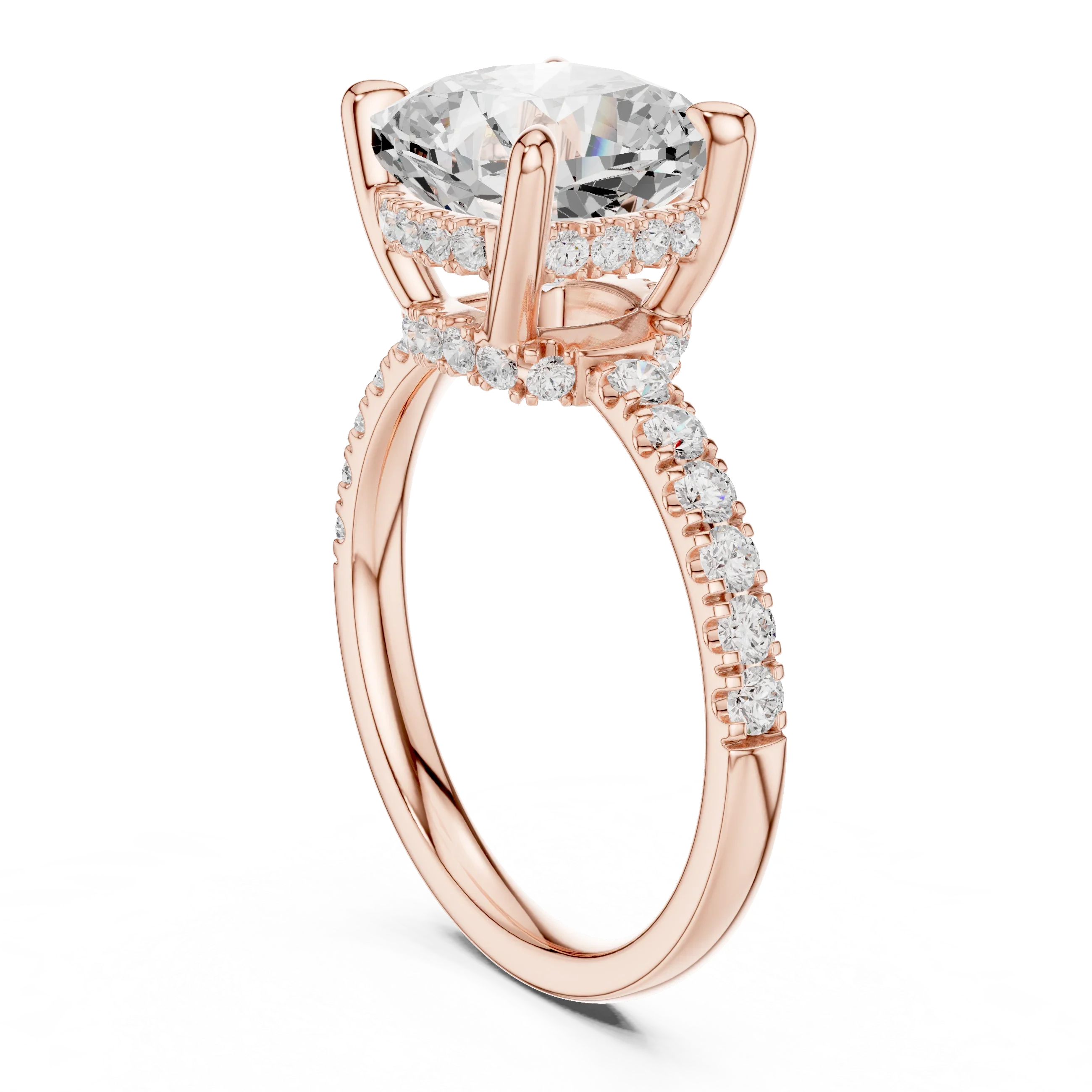 10K White Gold 4.58 CTW Cushion Moissanite Double Hidden Halo Cathedral Engagement Diamond Ring