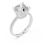 10K White Gold 4.58 CTW Cushion Moissanite Double Hidden Halo Cathedral Engagement Diamond Ring