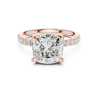 10K White Gold 4.58 CTW Cushion Moissanite Double Hidden Halo Cathedral Engagement Diamond Ring