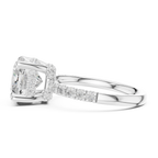 10K White Gold 4.58 CTW Cushion Moissanite Double Hidden Halo Cathedral Engagement Diamond Ring