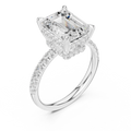 10K White Gold 4.58 CTW Emerald Moissanite Double Hidden Halo Cathedral Engagement Diamond Ring