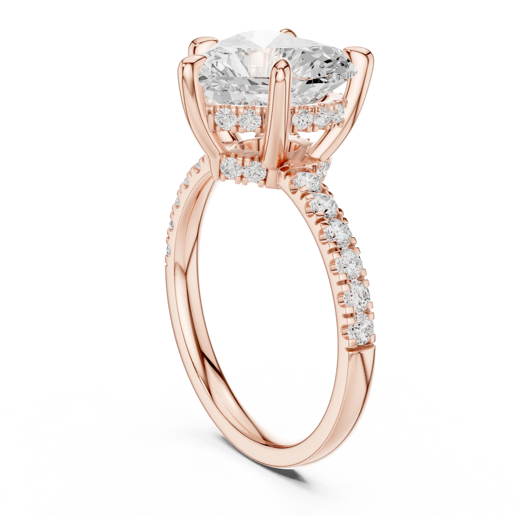 10K White Gold 4.58 CTW Heart Moissanite Double Hidden Halo Cathedral Engagement Diamond Ring