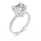 10K White Gold 4.58 CTW Heart Moissanite Double Hidden Halo Cathedral Engagement Diamond Ring