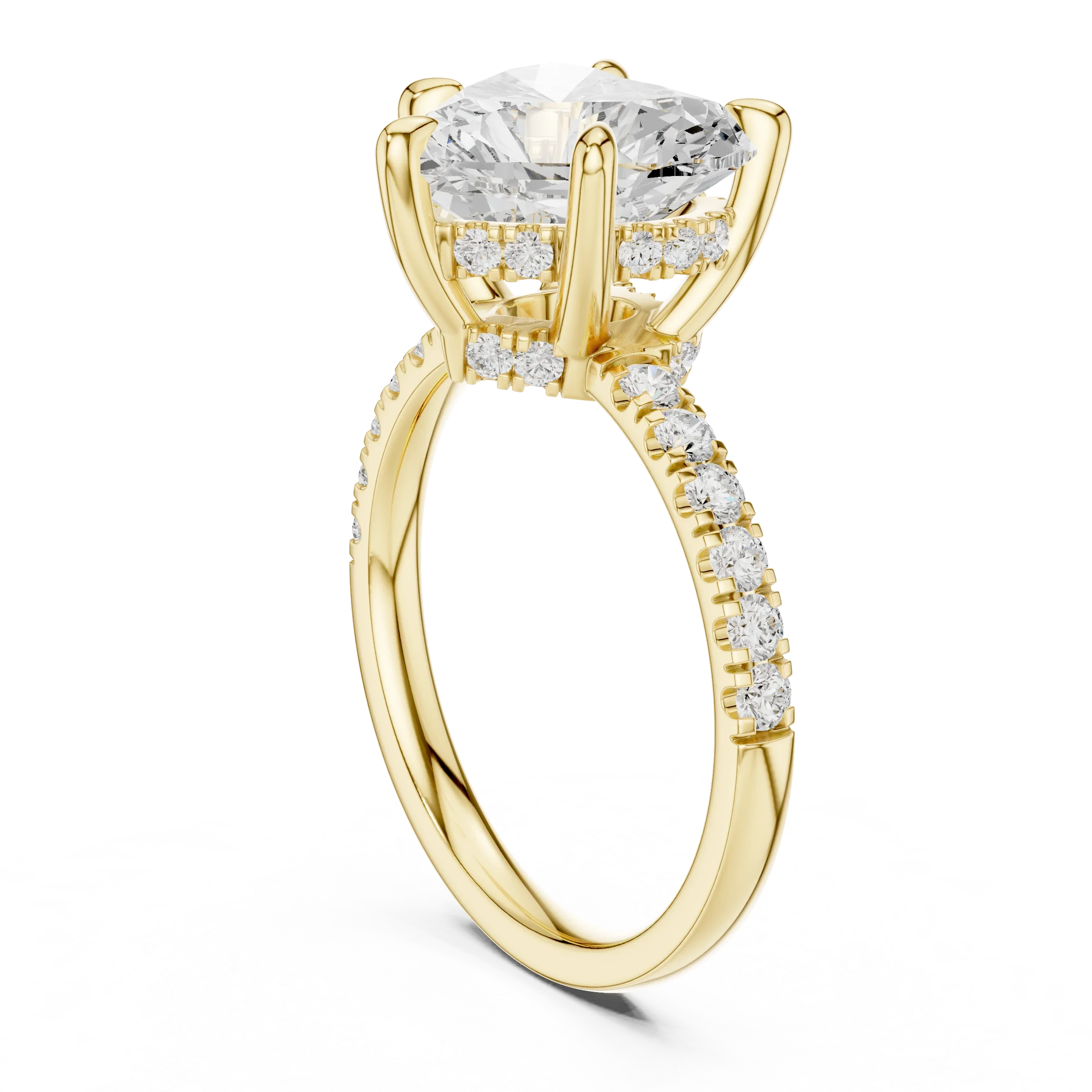 10K White Gold 4.58 CTW Heart Moissanite Double Hidden Halo Cathedral Engagement Diamond Ring