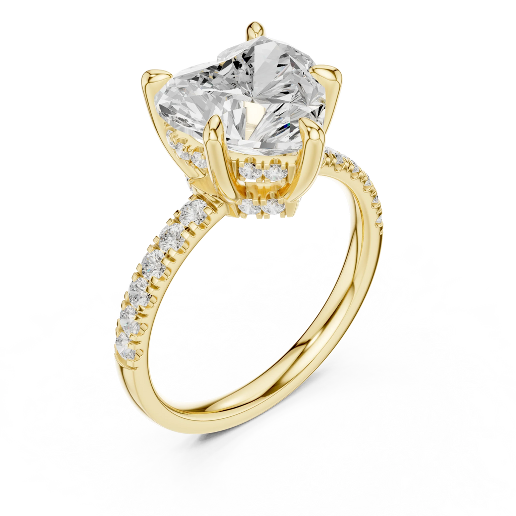 10K White Gold 4.58 CTW Heart Moissanite Double Hidden Halo Cathedral Engagement Diamond Ring