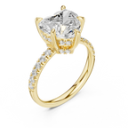 10K White Gold 4.58 CTW Heart Moissanite Double Hidden Halo Cathedral Engagement Diamond Ring