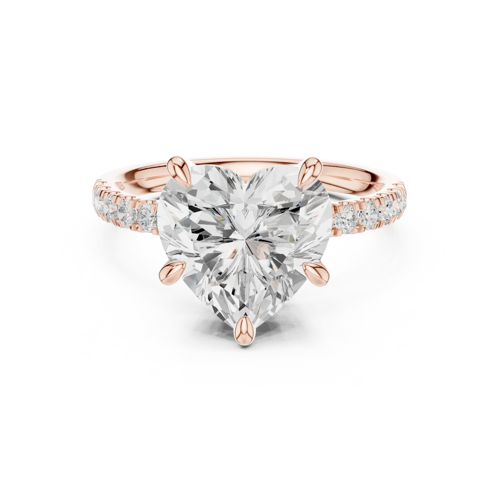 10K White Gold 4.58 CTW Heart Moissanite Double Hidden Halo Cathedral Engagement Diamond Ring