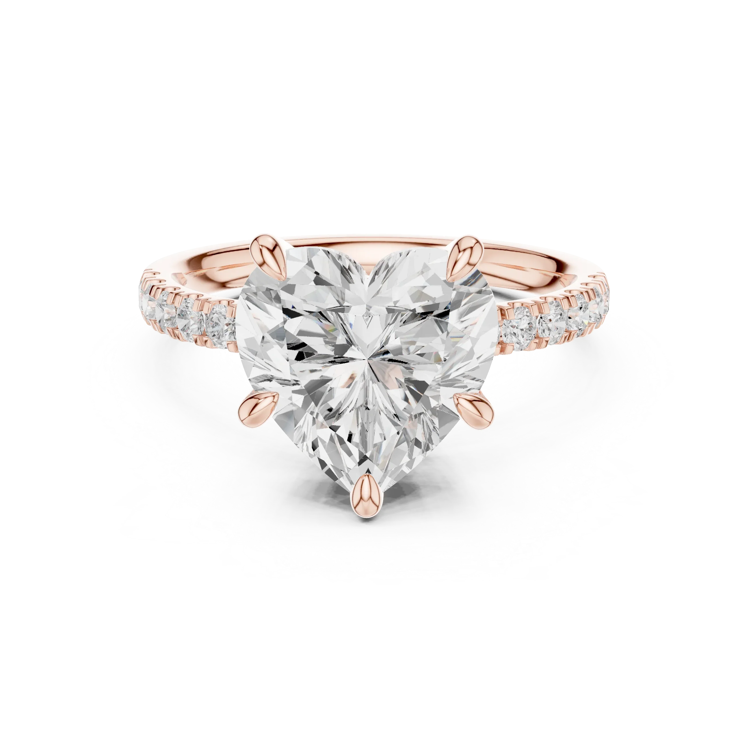 10K White Gold 4.58 CTW Heart Moissanite Double Hidden Halo Cathedral Engagement Diamond Ring