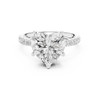 10K White Gold 4.58 CTW Heart Moissanite Double Hidden Halo Cathedral Engagement Diamond Ring