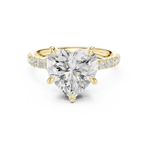 10K White Gold 4.58 CTW Heart Moissanite Double Hidden Halo Cathedral Engagement Diamond Ring