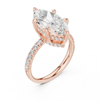 10K White Gold 4.58 CTW Marquise Moissanite Double Hidden Halo Cathedral Engagement Diamond Ring