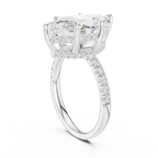 10K White Gold 4.58 CTW Marquise Moissanite Double Hidden Halo Cathedral Engagement Diamond Ring