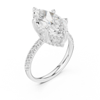 10K White Gold 4.58 CTW Marquise Moissanite Double Hidden Halo Cathedral Engagement Diamond Ring