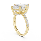 10K White Gold 4.58 CTW Marquise Moissanite Double Hidden Halo Cathedral Engagement Diamond Ring