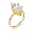 10K White Gold 4.58 CTW Marquise Moissanite Double Hidden Halo Cathedral Engagement Diamond Ring